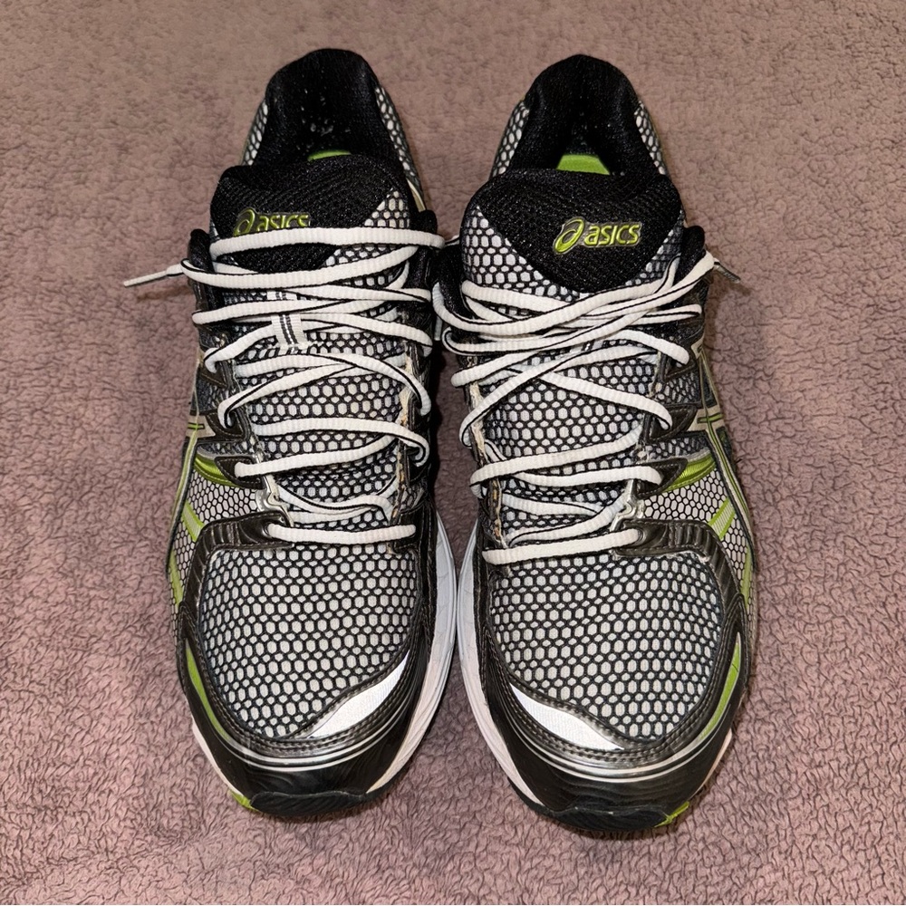 ASICS Gel Nimbus 12 Black Grey Green size 9.5 T045N